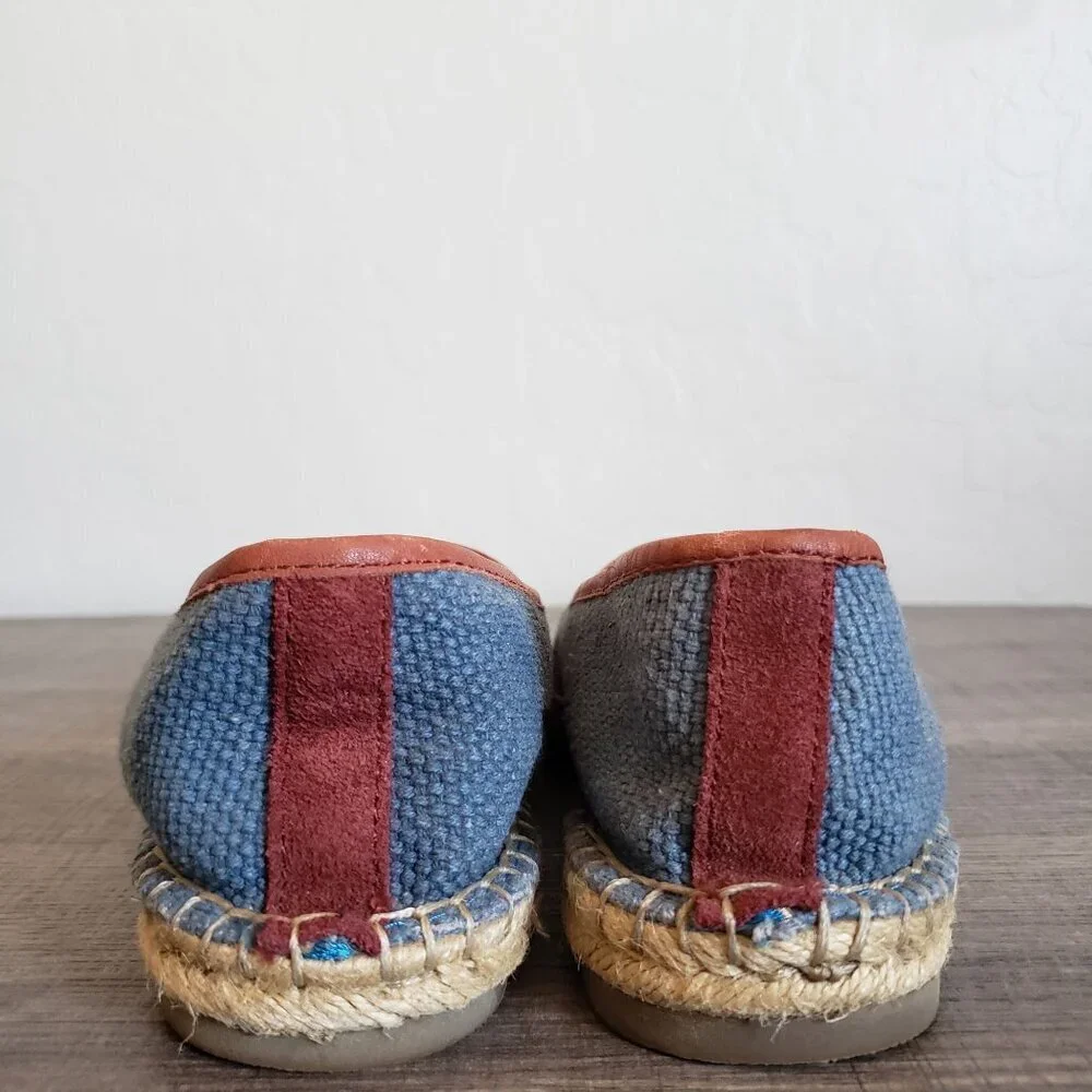 Fossil Canvas Espadrille Flat Slip-On Shoes Blue Size Women's 8 Coastal Grandma